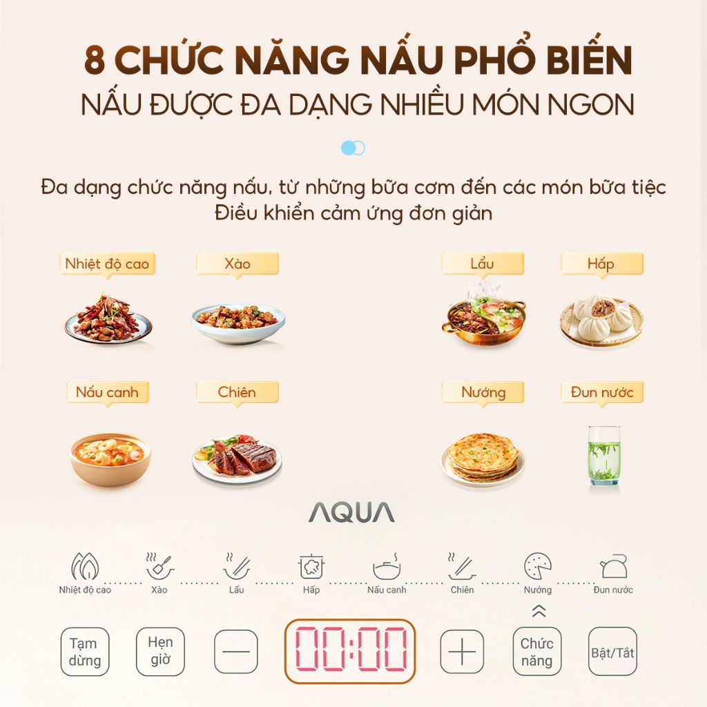 Ảnh Bếp từ đơn AQUA ICT2201R 2200W, hẹn giờ 8 tiếng, 22 mức chỉnh nhiệt, màn hình tiếng Việt 4