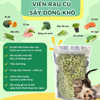 [500g] Viên Cỏ Mèo Mix Thịt Gà Hỗ Trợ Tiêu Búi Lông, Nhuận Tràng, Rau Xanh Cho Mèo