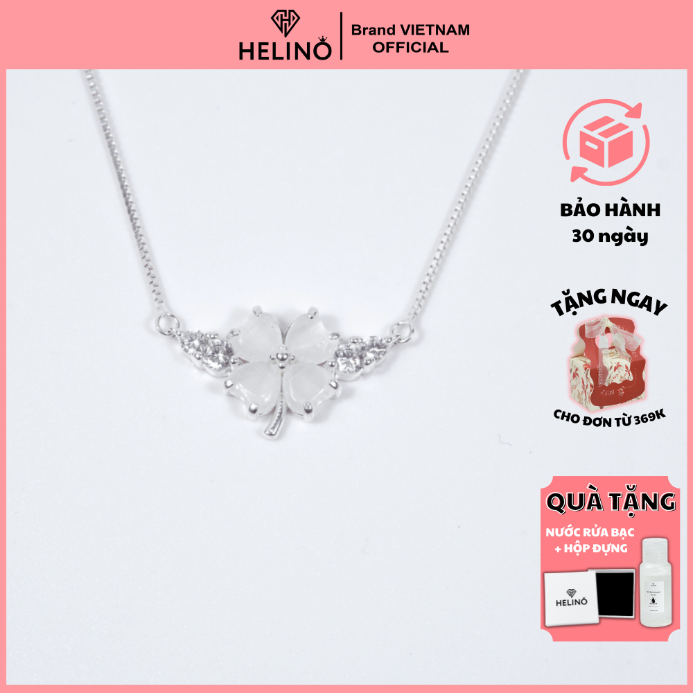 Ảnh Dây chuyền bạc nữ HELINO cỏ bốn lá đính đá mắt mèo cao cấp trang sức cá tính C54 1
