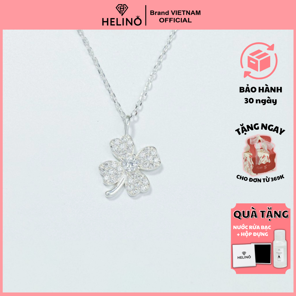 Ảnh Dây chuyền bạc nữ HELINO cỏ bốn lá đính đá, trang sức phụ kiện lấp lánh C03 1