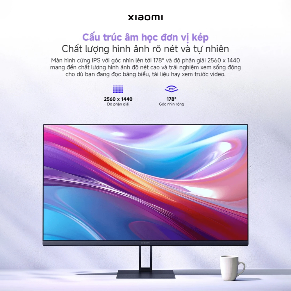 Ảnh Màn Hình Máy Tính PC Xiaomi Monitor 2K A27Qi 27inch - Tấm Nền LCD IPS -Tần Số Quét 100Hz - Thời gian phản hồi chỉ 6ms 2
