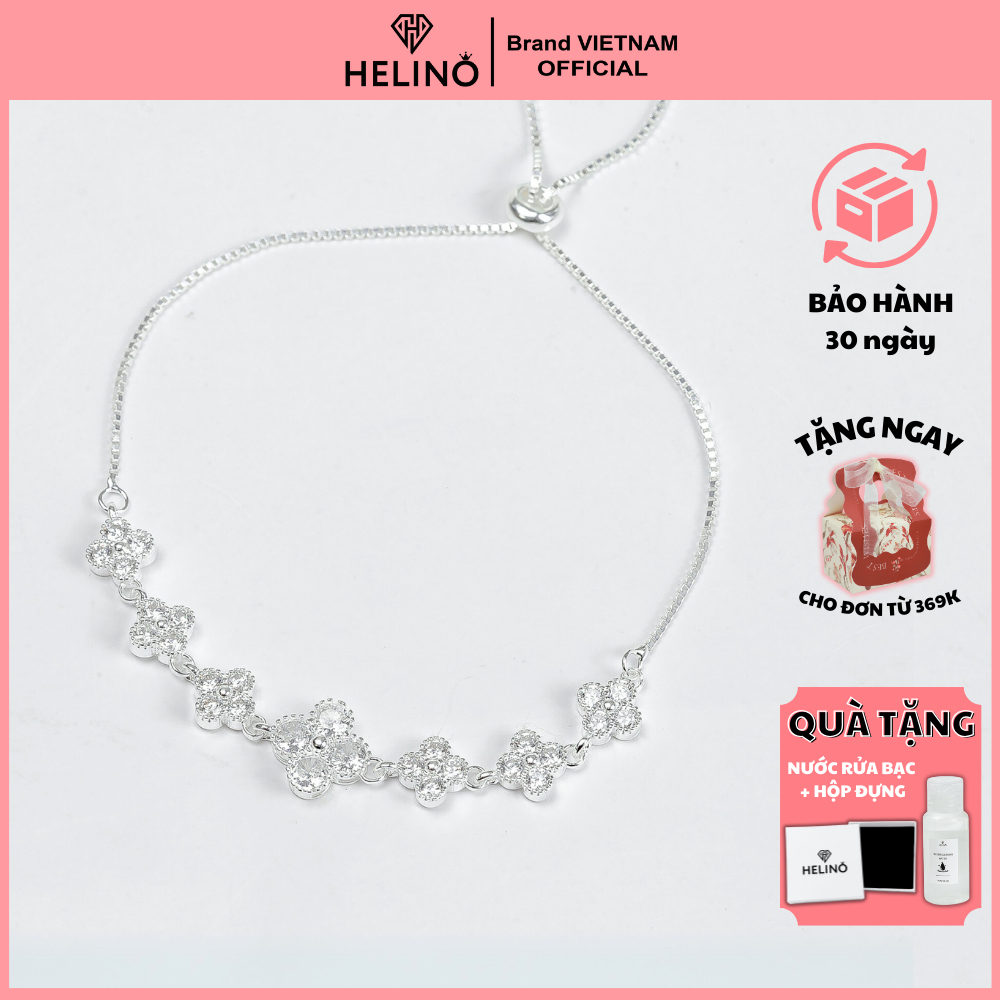 Ảnh Lắc tay bạc nữ HELINO dây rút dải hoa đính đá xinh xắn V22 1