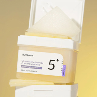 Nước hoa hồng dạng miếng NUMBUZIN No.5+ Vitamin-Nia Concentrated TonerPad, tẩy da chết, sáng da 70Pads/180ml