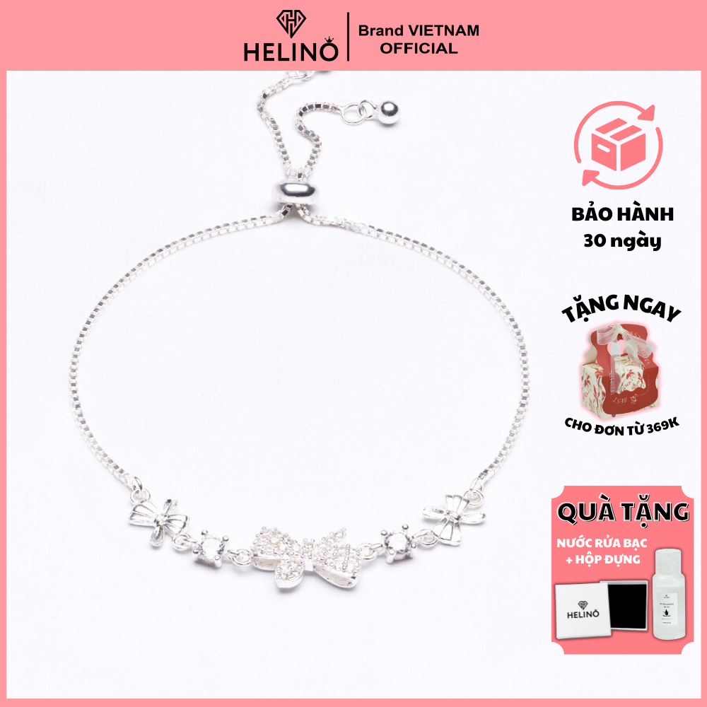 Ảnh Lắc tay bạc nữ HELINO dây rút nơ đính đá xinh xắn V20 1