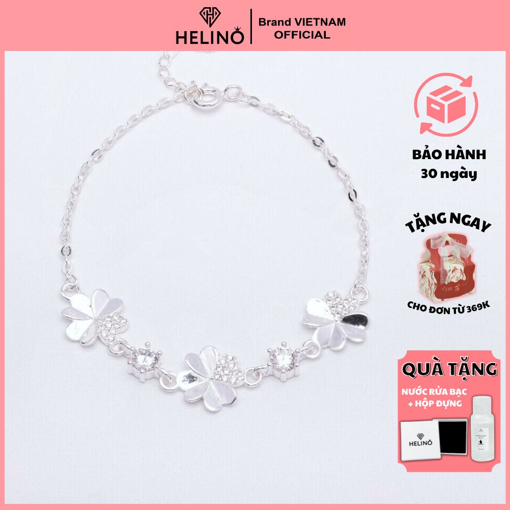 Ảnh Lắc tay bạc nữ HELINO vòng tay cỏ 4 lá may mắn đính đá, trang sức phụ kiện lấp lánh V01 1