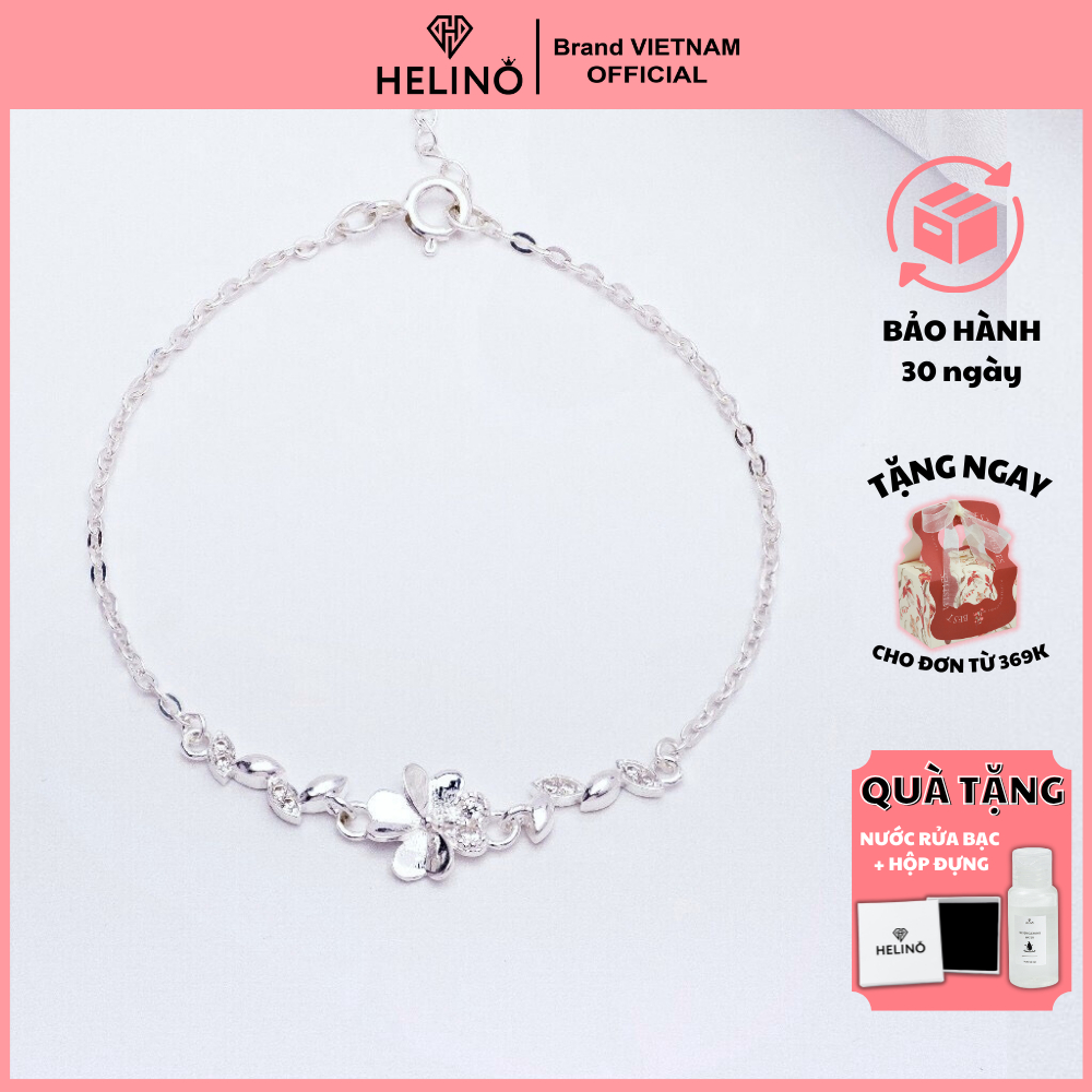 Ảnh Lắc tay bạc nữ HELINO vòng tay cỏ 4 lá may mắn đính đá ver 2 V07 1