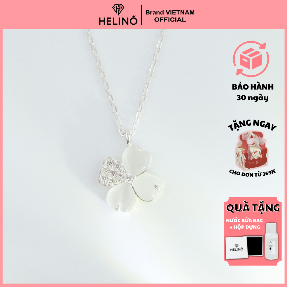 Ảnh Dây chuyền bạc nữ HELINO cỏ bốn lá đơn đính đá mắt mèo kết hợp đá cao cấp C56 2