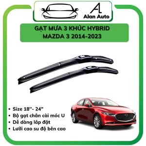Gạt Mưa xe ô tô Vinfast Vfe 34, Cần Gạt mưa 3 khúc Hybrid Silicone theo xe. Bộ 2 cần gạt móc chữ U
