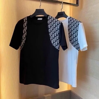 Áo Phông nam nữ phối vai Họa Tiết  DDOOR Áo Thun Cotton Dày Dặn from rộ