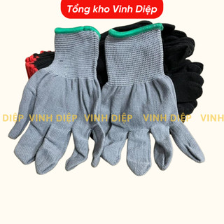 Combo 10 đôi găng tay vải sợi lao động , găng tay mút xám, đỏ dày dặn giá rẻ