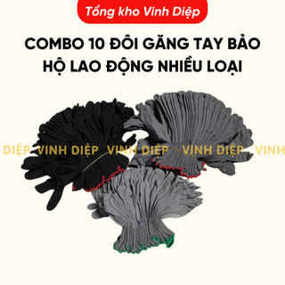 Combo 10 đôi găng tay vải sợi lao động , găng tay mút xám, đỏ dày dặn giá rẻ