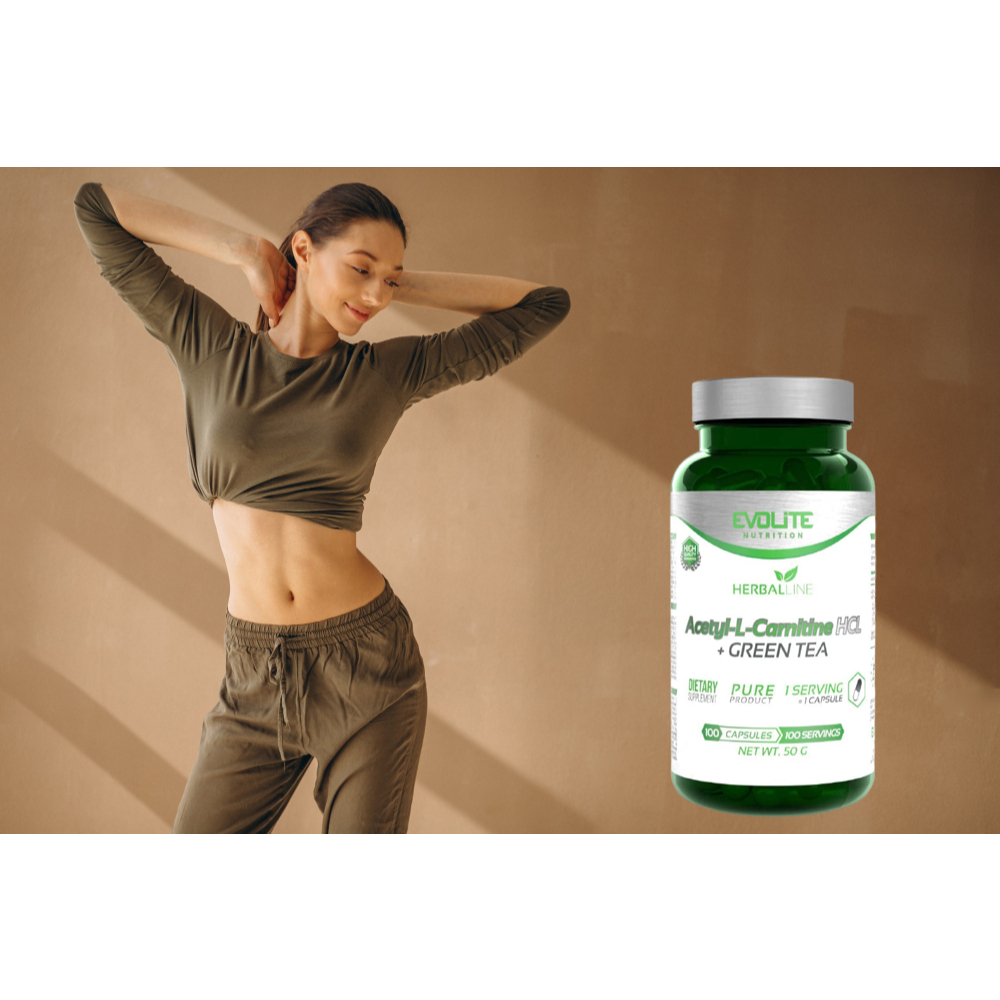 [Freeship] Viên uống giảm mỡ Evolite Acetyl L-Carnitine HCL+ Green Tea, Viên uống Carnitine và Trà Xanh