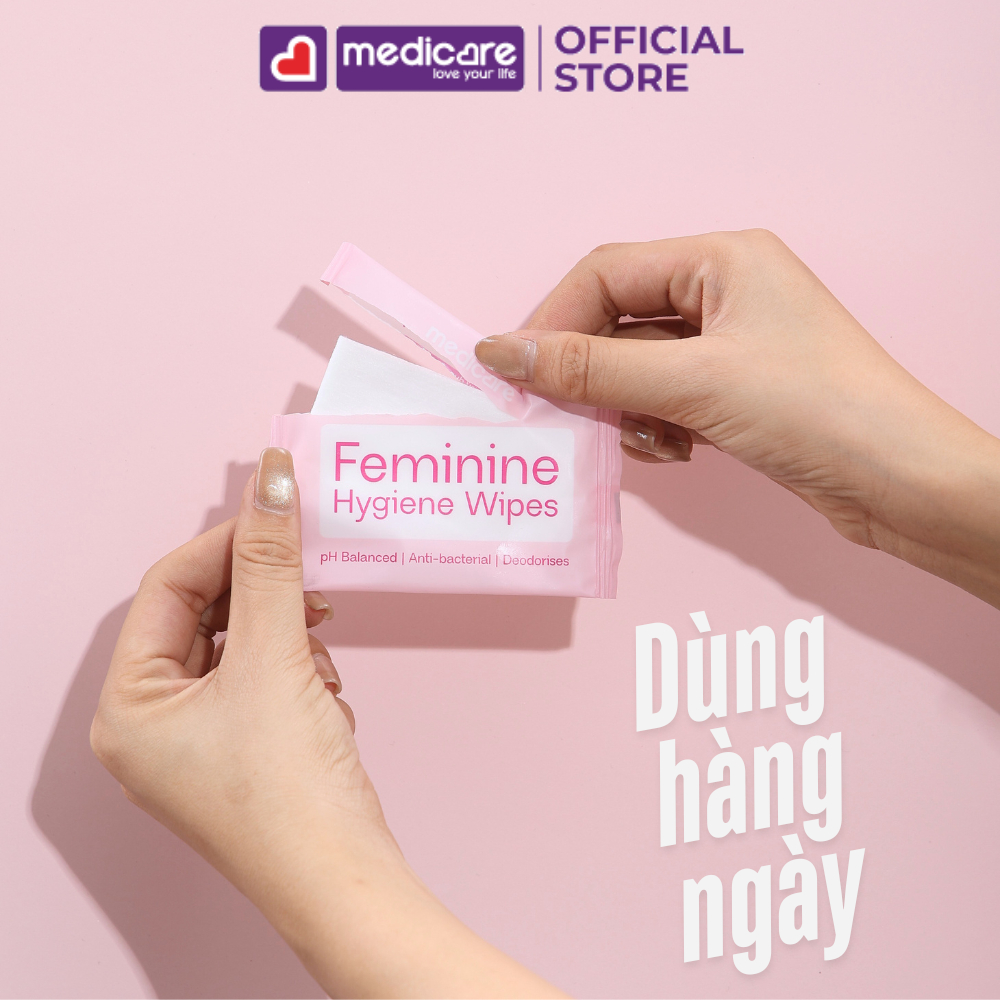 Khăn Ướt MEDiCARE Vệ Sinh Phụ Nữ Khử Mùi & Kháng Khuẩn Hộp 20 gói