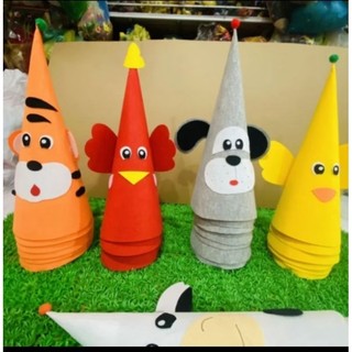 Mũ con vật hình chóp cho trẻ mầm non
