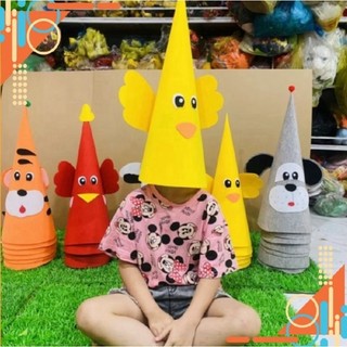 Mũ con vật hình chóp cho trẻ mầm non