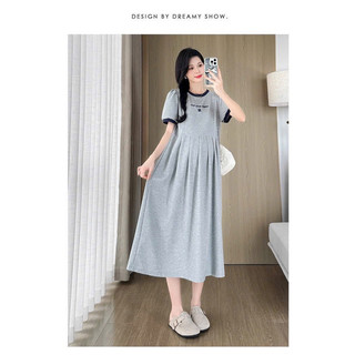 VÁY BẦY - CỘC TAY COTTONG THUÊ CHỮ CỔ TRÒN - 2 Màu ⚡Freeship⚡