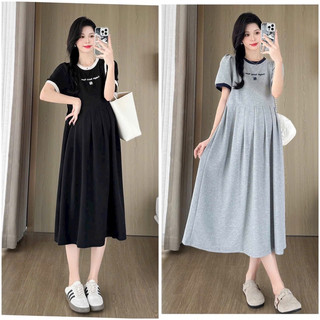 VÁY BẦY - CỘC TAY COTTONG THUÊ CHỮ CỔ TRÒN - 2 Màu ⚡Freeship⚡