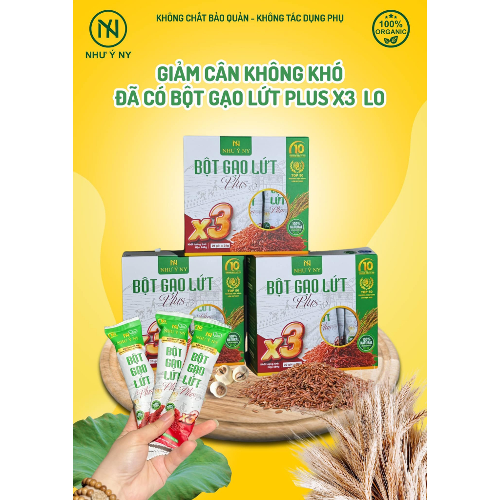 Ảnh 2 Hộp Bột Gạo Lứt X3 Plus - Bột Gạo Lứt Như ý Ny  Giảm Cân Cho Mẹ Sau Sinh - Giảm Cân Nhanh Tại Nhà 4