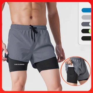Quần đùi nam nữ thể thao chạy bộ 2 lớp, quần short thoáng khí thấm hút mồ hôi, co giãn cực tốt chơi bóng rổ, gym, tennis