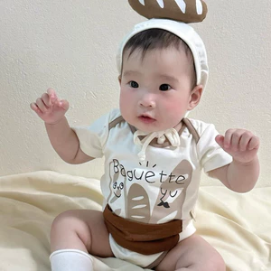 Set bộ body dài tay, ngắn tay cover Bánh Mỳ kèm mũ TẶNG TẤT TRẮNG cho em bé từ 5-13kg