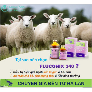 Thuốc thú y tẩy giun sán FLUCONIX 340 của Interchemie Hà Lan cho chó mèo trâu bò cừu gia súc gia cầm