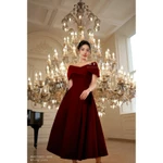 Đầm Nhung Đỏ Nữ Dự Tiệc MY WAY Trễ Vai Dáng Xoè Sang Trọng 9MD21352 — ảnh 2