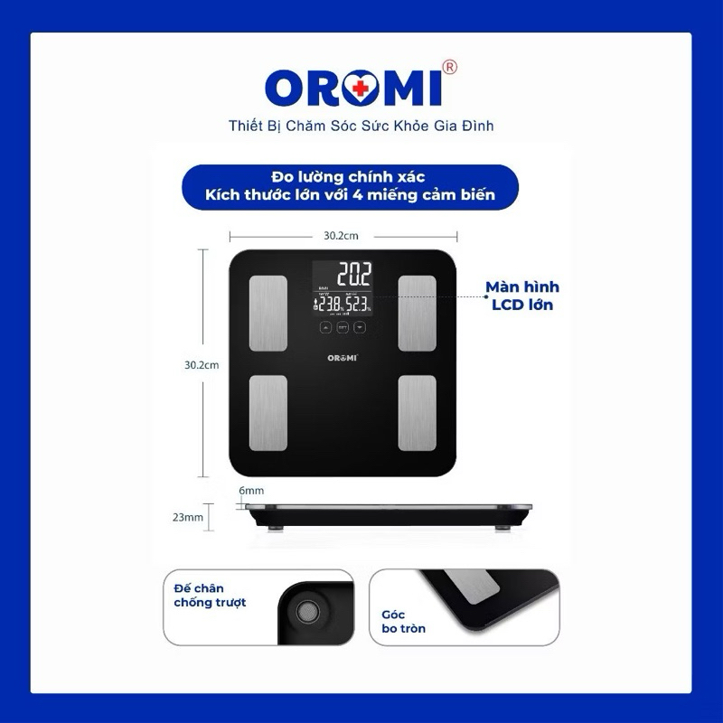 EF881 - Cân Sức Khỏe Điện Tử Thông Minh Đo Chỉ Số Cơ Thể Oromi