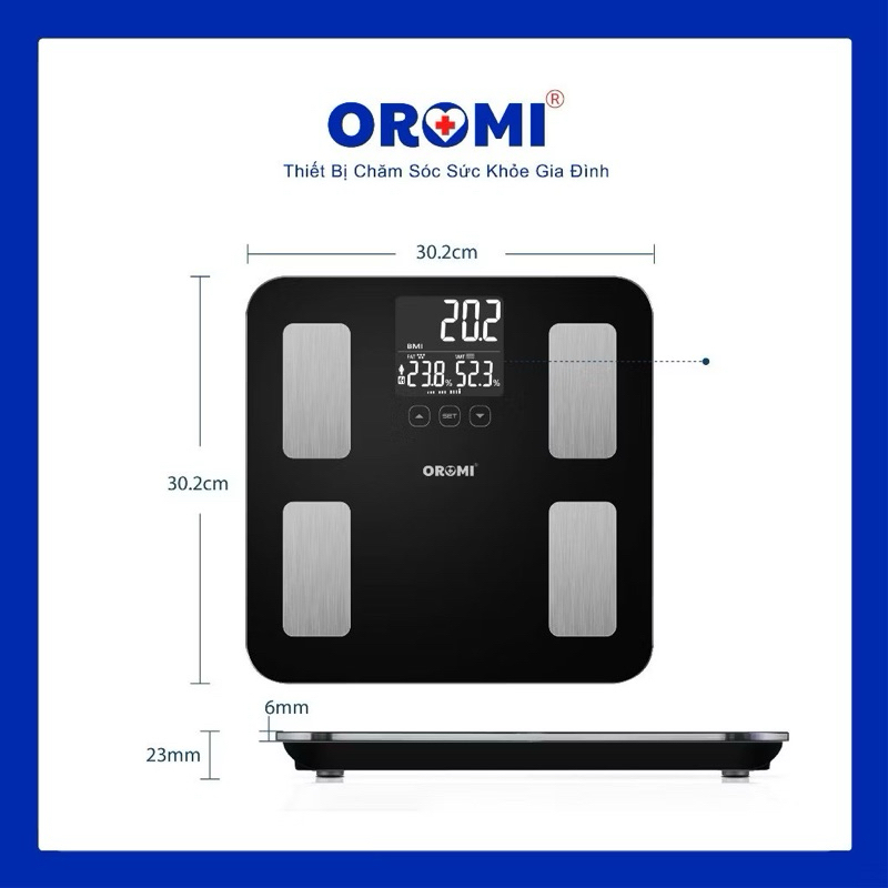 EF881 - Cân Sức Khỏe Điện Tử Thông Minh Đo Chỉ Số Cơ Thể Oromi