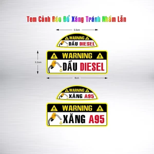 Combo 2 Tem Dán Xe Ô TT Nắp Bình Đổ Dầu, Đổ Xăng A95 Decal PVC Chống Thắm Nước Không Phai Màu