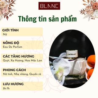 Nước Hoa Nữ Chiết Signature BLANC PERFUME, Dầu Thơm Hương Hoa Cỏ Phương Đông, Thanh Lịch, Nhẹ Nhàng, Nữ Tính