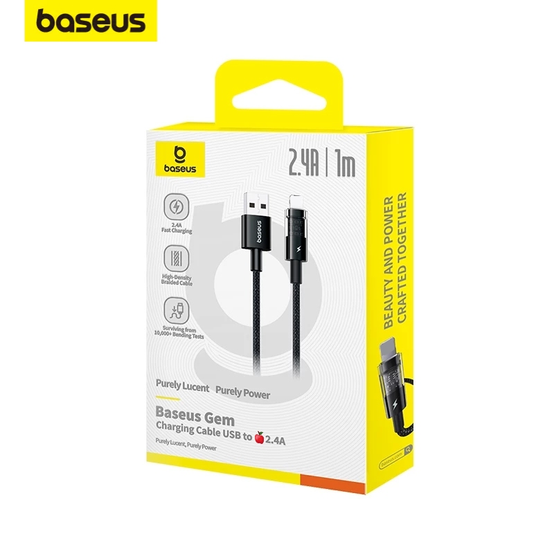 Cáp sạc và truyền dữ liệu Baseus Gem USB-C sang  iP 2.4A  Dây cáp sạc nhanh Phone 11 12 13 14 Sạc nhanh độ dài 1m 2m