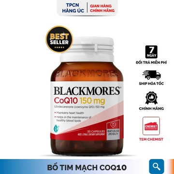 Viên Uống Bổ Tim CoQ10 150mg Blackmores của Úc hỗ trợ sức khỏe tim mạch, giảm huyết áp 30 viên