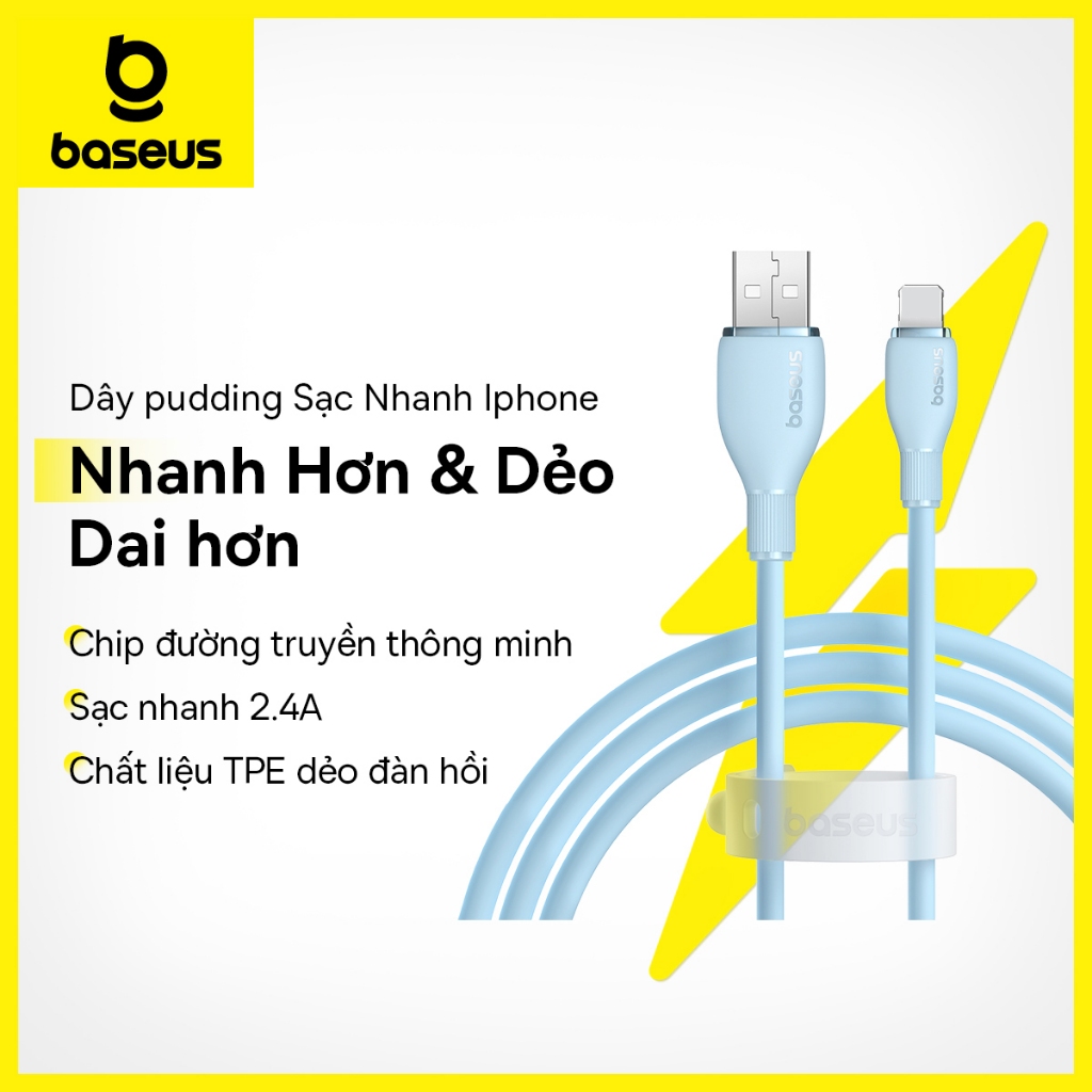 Dây cáp sạc nhanh BASEUS Pudding Series 2.4A thích hợp