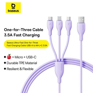 Cáp sạc nhanh và truyền dữ liệu Baseus 3.5A - 3 trong 1 USB-A sang Micro + Ligh + Type-C, chống đứt gãy, sạc an toàn