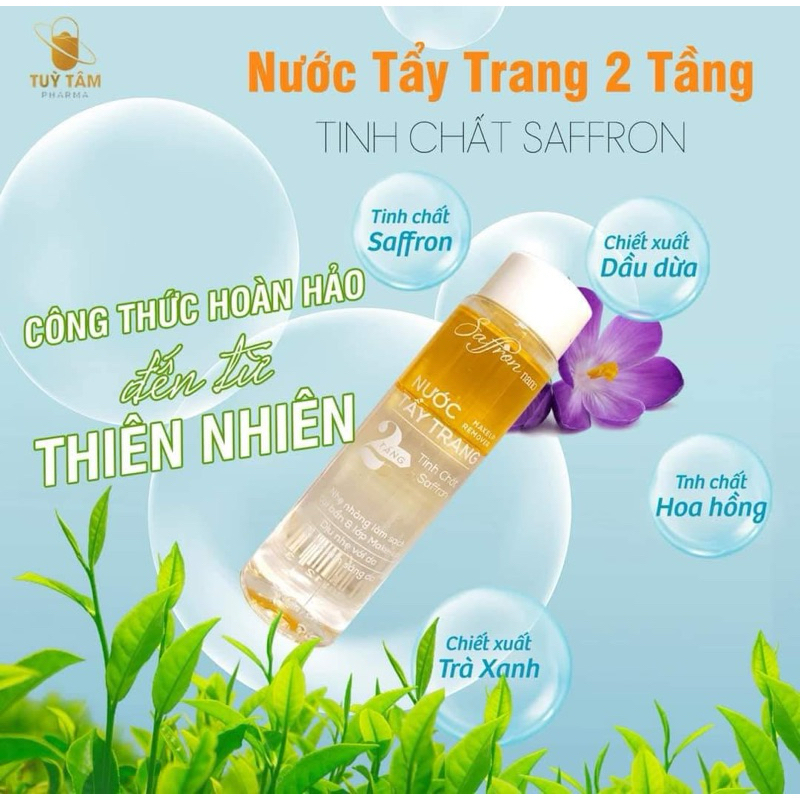 Nước tẩy trang hai tầng tinh chất nhuỵ hoa nghê tây saffron nano sạch sâu, cấp ẩm, se khít lỗ chân lông cho da - 160ml