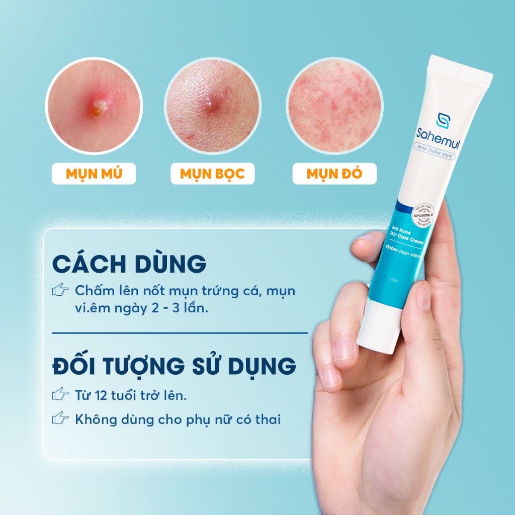 Ảnh Combo Kem Mụn Sahemul 20gr dùng cho mụn bọc, mụn viêm & Kem Chống Nắng Kiềm Dầu 50gr [TẶNG NTT 50ML] 1