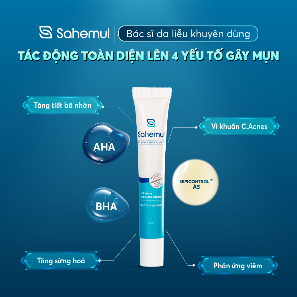 Ảnh Kem Mụn Sahemul Dùng Cho Mụn Viêm, Mụn Bọc, Mụn Mủ, Mụn Trứng Cá 20gr 1