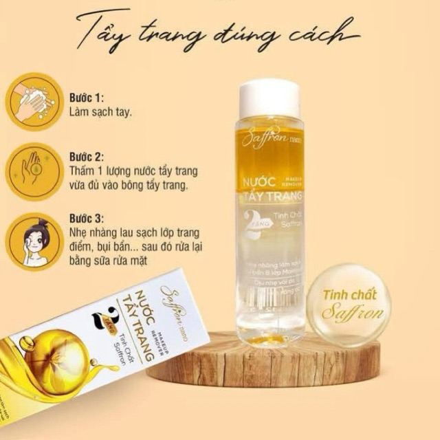 Nước tẩy trang hai tầng tinh chất nhuỵ hoa nghê tây saffron nano sạch sâu, cấp ẩm, se khít lỗ chân lông cho da - 160ml