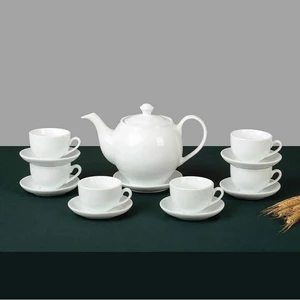 Bộ Ấm Chén Trắng Bát Tràng Hộp Xốp Hỗ Trợ In Logo Quà Tặng Doanh Nghiệp