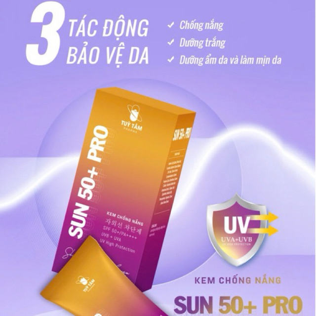 Kem chống nắng Sun Pro 50+/PA++++ UVB + UVA UV High Protection - 70gram - Tùy Tâm pharma