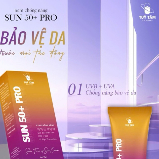 Kem chống nắng Sun Pro 50+/PA++++ UVB + UVA UV High Protection - 70gram - Tùy Tâm pharma