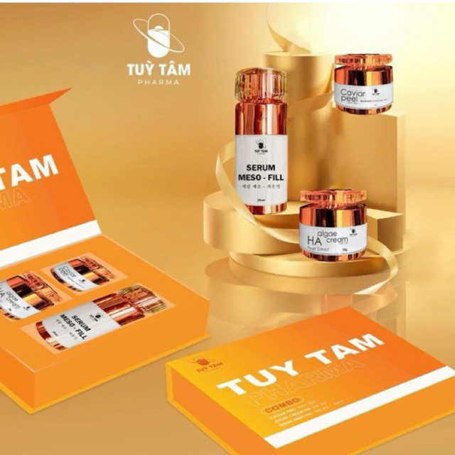 Combo peel da gồm 3 sản phẩm - Tinh chất meso fill - Kem caviar peel - Kem algae cream phục hồi - TÙY TÂM PHARMA
