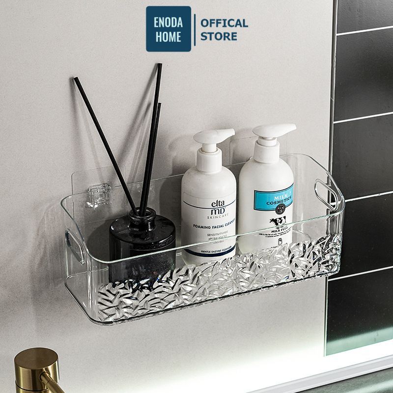 Khay Nhựa Treo Tường ENODA HOME Chịu Lực Cao, Khay Trong Suốt Vân Sóng Đựng Mỹ Phẩm Kèm Miếng Dán Treo Tường P046
