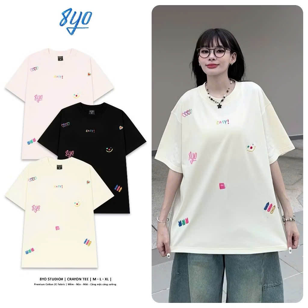 Áo thun nữ tay lỡ chất cotton su in hình phong cách Hàn Quốc VINIA  M5215
