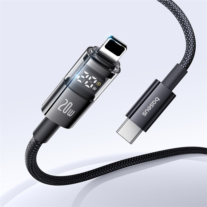 Cáp Sạc Nhanh 2m & Truyền Dữ Liệu Baseus Display USB-C sang phone 20W – Tích Hợp Màn Hình Hiển Thị Công Suất