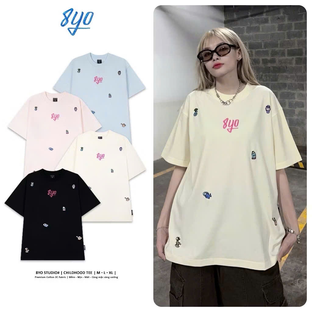 Áo thun nữ tay lỡ chất cotton su in hình phong cách Hàn Quốc VINIA  M5215