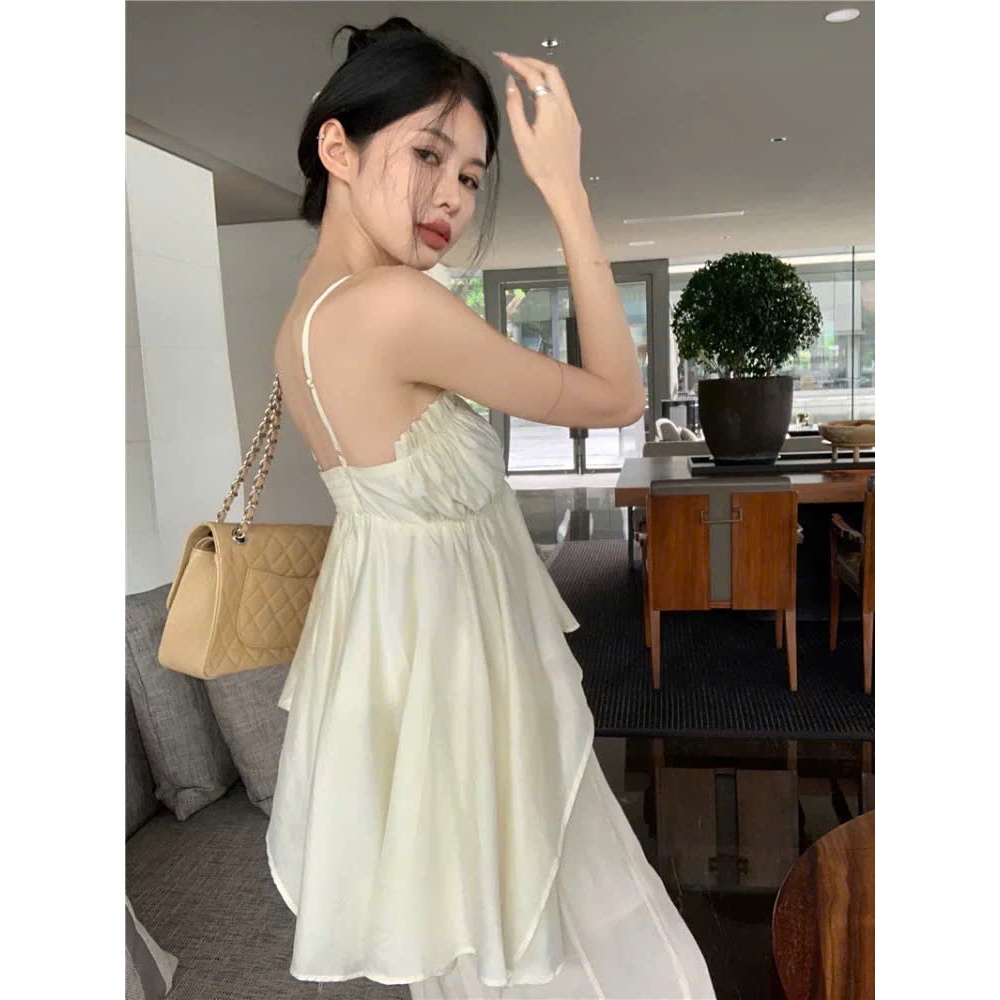 Set Áo 2 Dây Cúp Ngực Form Babydoll Xòe Dài Kèm Quần Suông Rộng Xẻ Tà Đi Biển SAN Clothings - P106