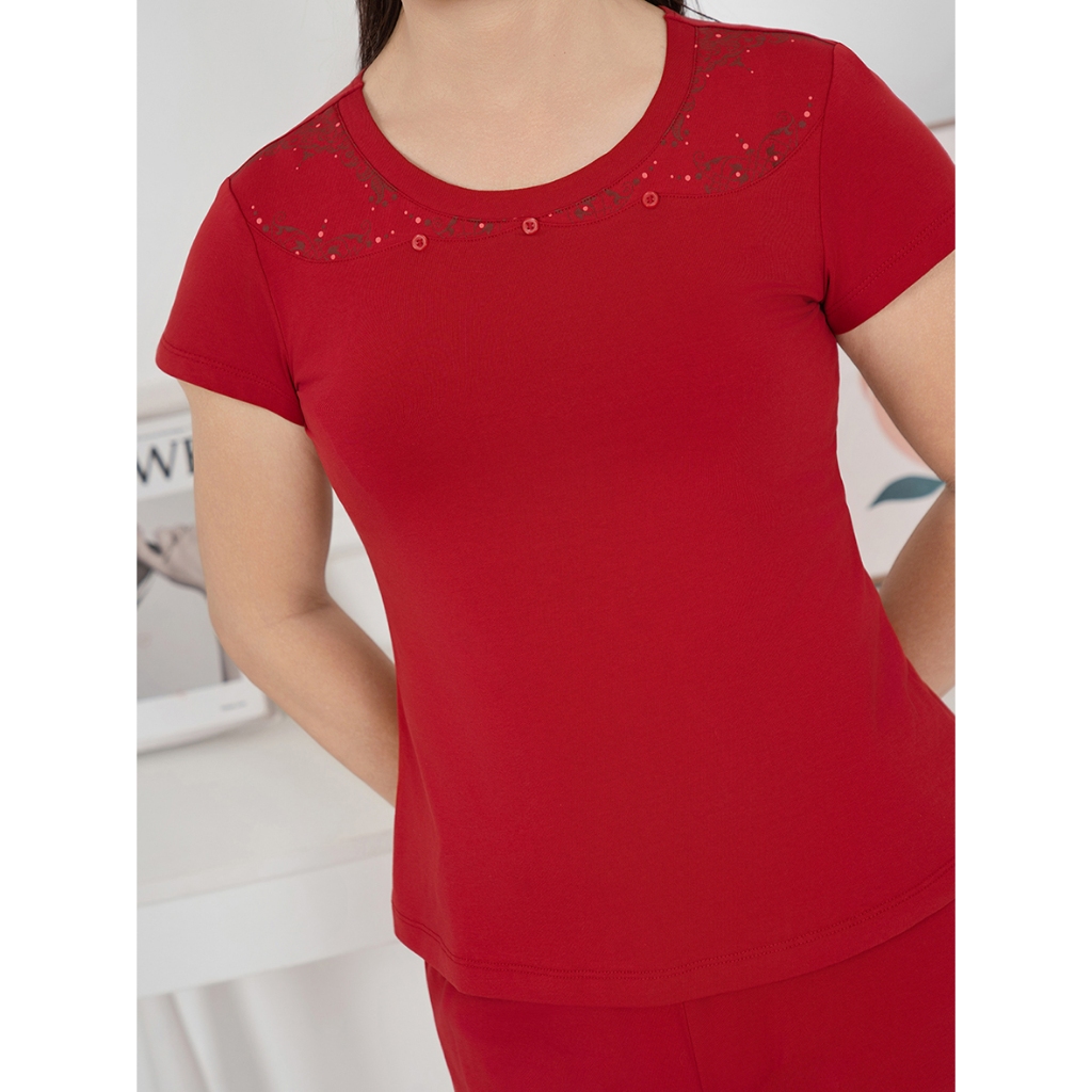 Ảnh WINNY - Bộ Mặc Nhà Nữ Chất Liệu Cotton WONNER Kiểu Tay Cộc Quần Ngố Lửng 2MNCT25038N 2