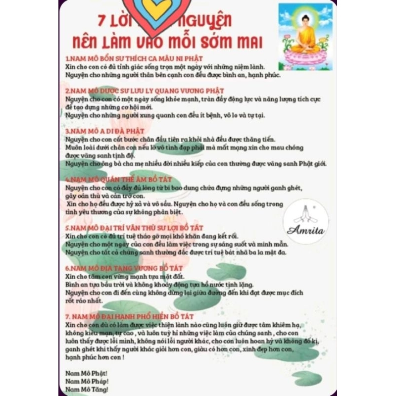 TỜ ÉP PLASTICS 7 LỜI NGUYỆN VÀO SÁNG SỚM MAI A4 - AMRITA