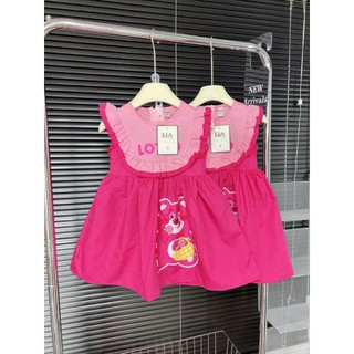 V01 Váy bé gái hoạ tiết baby three hot hit sz 10-30kg, đầm bé gái cộc tay  xinh xắn 2 màu hồng tím